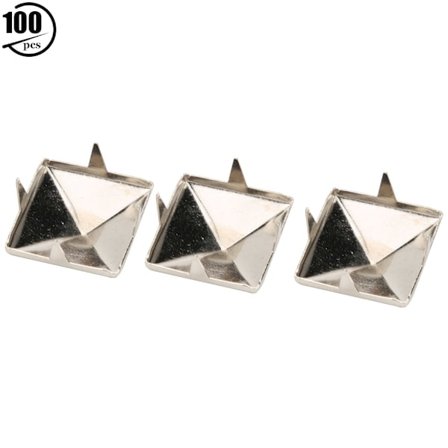 100 stk. firkantede pyramide punk nitter 4 klo metal knopper til armbånd tøj sko håndtaske sølv 12mm
