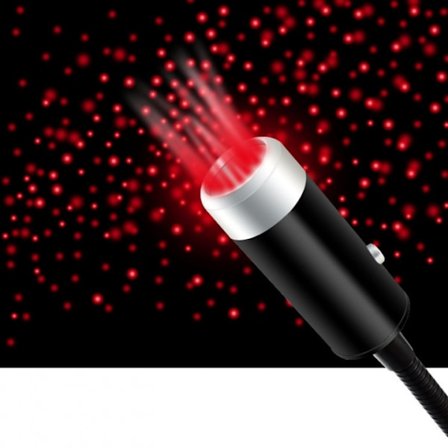 USB-lampe, der giver stjernehimmel atmosfære i bilen, rødt lys