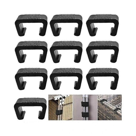 10-pack Soffrottingstolar Kopplingsfäste Utomhuskorgmöbelklämmor (Svart)