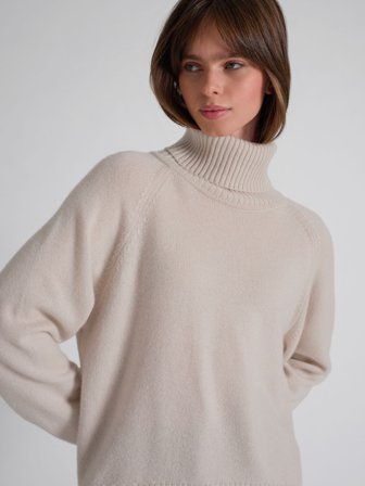 Kashmina - Kashmirgenser med høy hals "Milano" - cream - Size XL