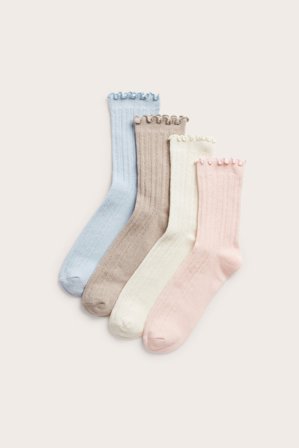 Kappahl | Skarpetki z dzianiny pointelle, 4-pak Jasnoróżowy 40/42 | Jasnoróżowy
