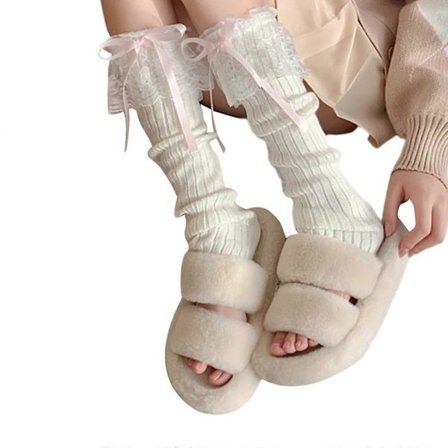 Flæse Benvarmere Strikkede Lange Benstrømper Varme Studenter