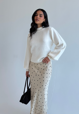 BUBBLEROOM-Volume Sleeve Knitted Sweater-XL