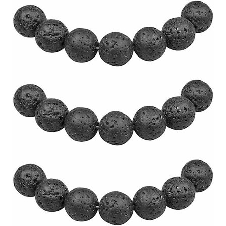 6 mm 60 stk. Stenperler Sort Lava Runde Løse Naturlige Halvædelsten Perler til Smykkefremstilling Armbånd