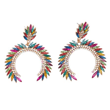 Marquise Flower Teardrop Earrings KC Gold Glittering Semicircle Teardrop Dangle Earrings för bröllop Färgglada