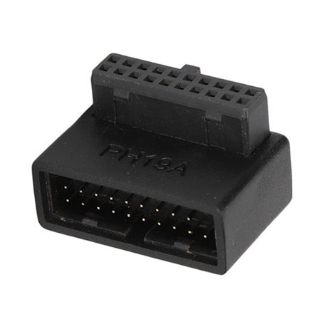 L Vinkelkontakt Höger, Nedåtvinklad USB 3.0 90 Graders Moderkortsadapter 19/20 Pin Hane till Hona Förlängningsadapter för Stationär Intern