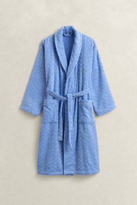 GANT - Jacquard fiskebensmønster morgenkåpe, unisex hydrangea blue