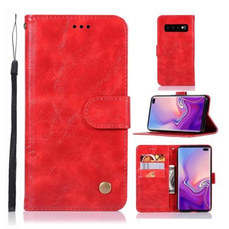 Samsung Galaxy S10 Plus - Plånboksfodral Vintage - Röd Red Röd