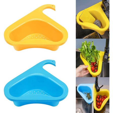 Vaskesil, 2 stk. plastiksi, til frugt, grøntsager, madrester, gul, blå