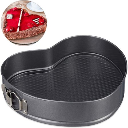 Justerbar hjerteformet springform kageform, Non-Stick, Springform kageform, 11,8 x 11,7 x 4,5 cm, Stål, Grå, Kul hjerteformet knap kageform