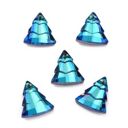Julgran, kristallhänge med toppborrat hål, 15x13mm, blålila, 1st blå