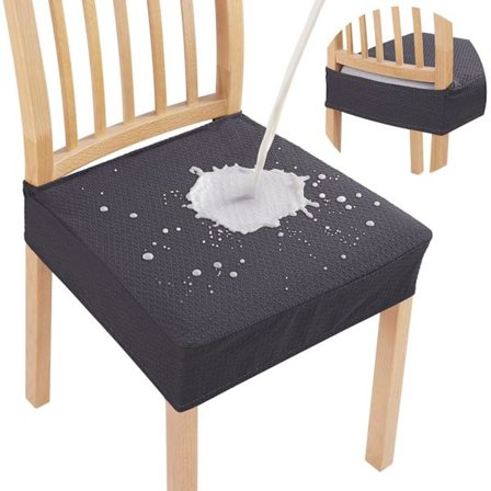 4 st vattentäta stolsöverdrag för stolar, stretchiga tvättbara stolsöverdrag, mörkgrå[SL]
