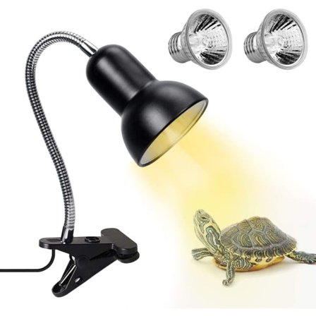 CDQ Turtle Varmelampe, 2 Lamper UVA UVB 25W Krybdyr Varmelampe