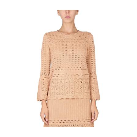Moschino - Stickade Tröjor & Koftor - Beige - Dam - Storlek: S, Dam, Storlek: S