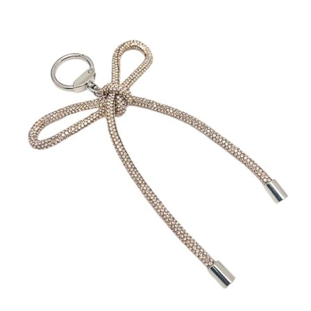 Trendy Rhinestones Tau Bowknot Nøkkelring Blendende Bowknot Anheng Nøkkelring Charm med Rhinestones for Håndveske Dekorasjon Rød