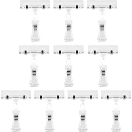 10 styk etikettholdere, roterbar clip-on produktetiket transparent papirholder