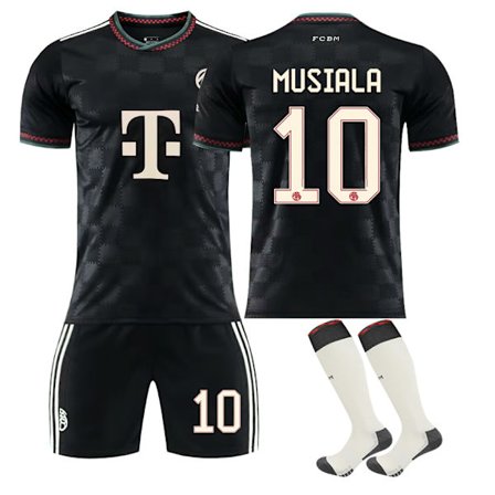 25-26 FC Bayern München Bortedrakter Sett NO.10 MUSIALA Barn Voksen Fotballutstyr med Sokker