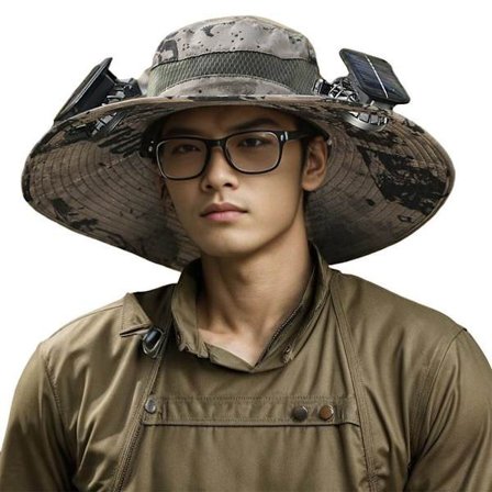 Solhatt med bred brem og 2 solcelle-vifter, fiskehatt for menn, solcelledrevet vifte fiskehatter, 3-trinns justerbar viftehatt E one