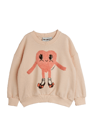 Mini Rodini Heart in shoes chenille sweatshirt Hoodies & sweatshirts Unisex Rosa 140/146