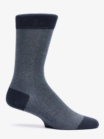 John Henric Men's Marineblaue Fischgrätmuster Socken aus Baumwolle Size Onesize