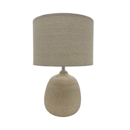 Keraaminen pöytävalaisin, beige pellava, 18x18x42 cm