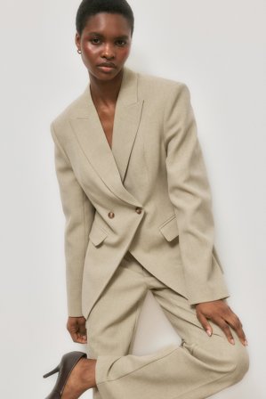 NA-KD Double Breasted Fitted Blazer - Skræddersyet blazer - Beige - EU 34