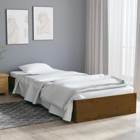 Vidaxl Sängram Honungsbrun Massivt Trä 90x190 Cm 3ft Brun