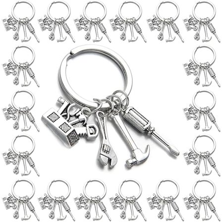 20 stk. Verktøykasse Nøkkelring Skrutrekker Nøkkelring Skiftenøkkel Nøkkelring Hammer Nøkkelring