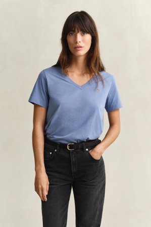 GANT Damen V-Neck T-Shirt (XL) Blau