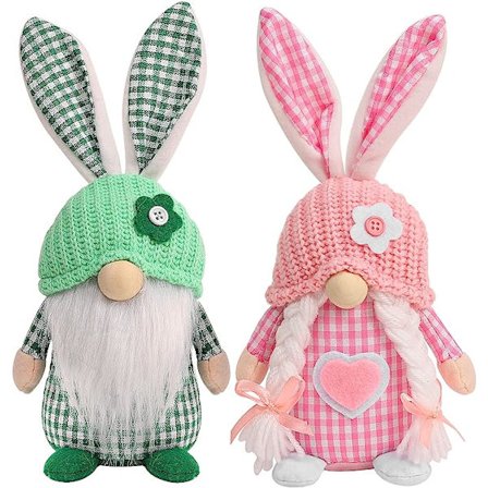 Påske Gnome Dekorationer, 2 stk. Plys Påskehare Håndlavet Svensk T