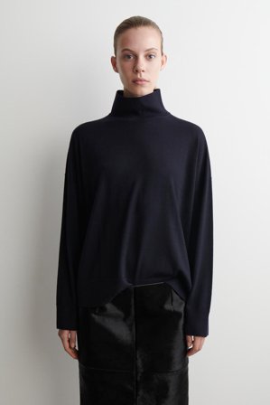 COS Women's Merino Wool Turtleneck Jumper in Blue