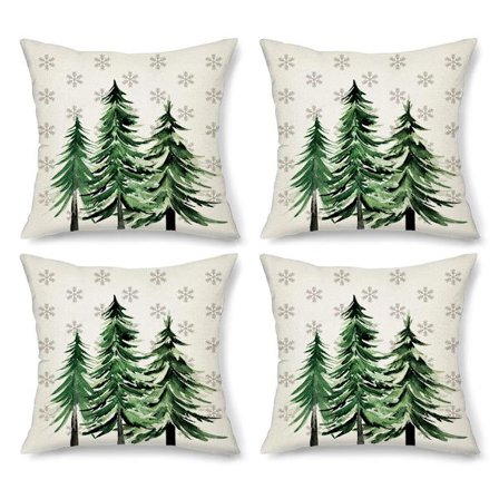 4 stk. Juleputetrekk Snøfnugg Juletre Juledekorasjon Putetrekk (Puteinnlegg ikke inkludert)