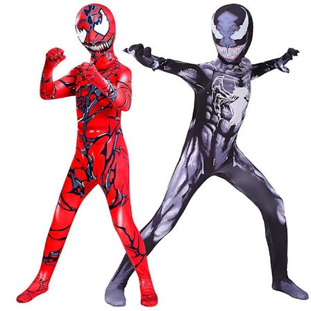 Venom Carnage Spiderman Cosplay Kostym Barn Vuxen Zentai Bodysuit W Black 190 Adults (180-190cm) Black 160 Adults (150-160cm)