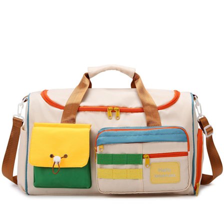 Sports Gym Bag For Travel Duffle Bag Carry On Weekender Bag With Shoe Compartment (Beige)