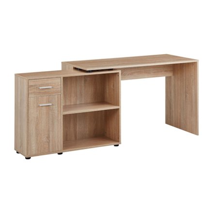Rootz design hjørneskrivebord med hylde Sonoma 120 x 75,5 x 106,5 cm - Moderne kontorbord Computerbordstudie - Vinkelskrivebord hjemmekontor