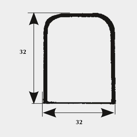 Mittstycke b=32 l=80 h=32 mm
