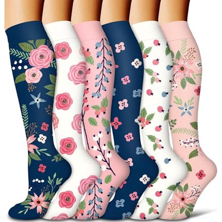 Naisten kompressiosukat - 6 paria - (S/M) - Erittäin joustavat urheilukompressiosukat