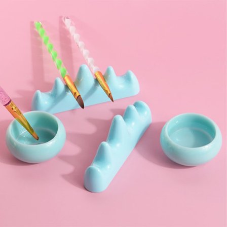 Nail Art Brush Cleaner Plasthållare UV Akryl Gel Pen Pot Cu