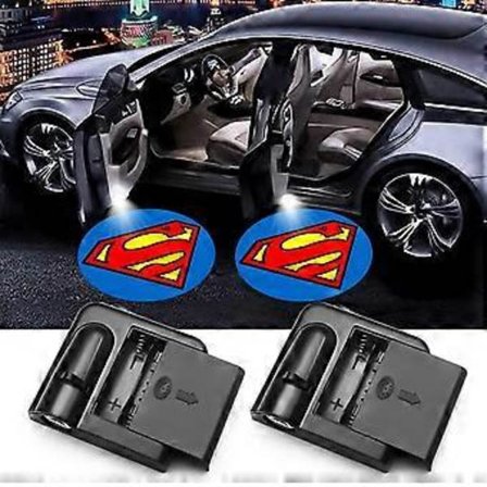 2 stk. Superman Billedørlys Logo Projektor Led Trådløs Billedør Skygge Lys Velkomst Højtidelighedslys til Alle Bilmodeller