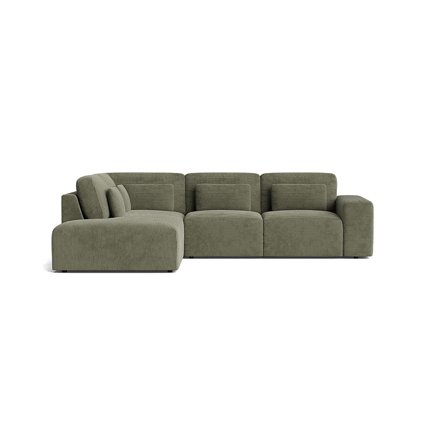 Messina Ecksofa, links, Ribcord Grün, Cord-Optik, modernes Design, komfortable L-Form für das Wohnzimmer, stilvolle Polsterecke, Breite 80cm