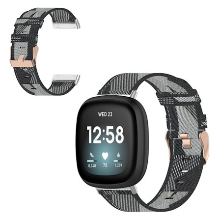 Fitbit Sense / Versa 3 rostfritt stål klockarmband - grå Stripes