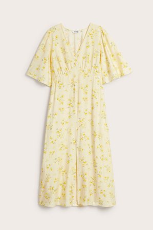 Kappahl | Blomsterkjole med knapper Lysegul L | Dame