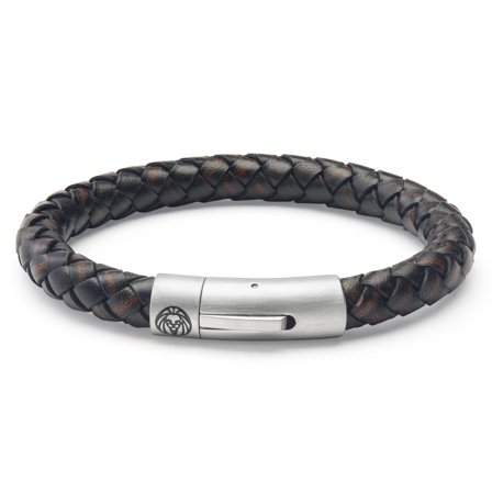 Collins | Pulsera de cuero tejido marrón de 8 mm para hombres - Pulseras de cuero