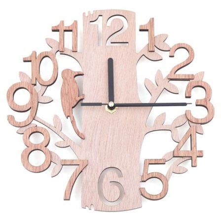Trädformad väggklocka i trä för heminredning