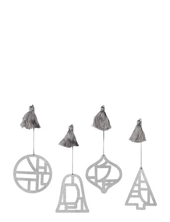 Broste Copenhagen Fili Ornaments - Silver - ONE SIZE