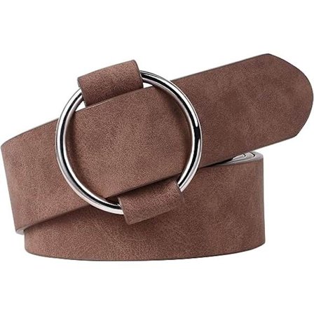 Damebælte med rundt spænde, hulfri, justerbart bælte jeans