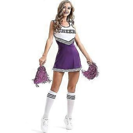 Naisten Musiikkiuniformu Naamiaisasu Täydellinen Asu Cheerleader-uniformu Lavaesityspuku Cheerleading-kukalla -NMAOV (2XL Violetti)