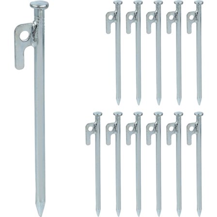 Feste plugger, sett med 12, for telt, paviljonger, markiser, Stål krok