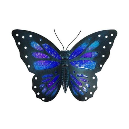 Metallisk fjäril väggdekoration uteplats trädgård dekoration hantverk