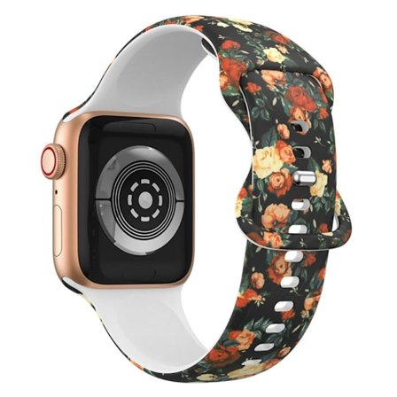 Apple Watch (45 mm) designad klockrem i silikon - Röda Rosor